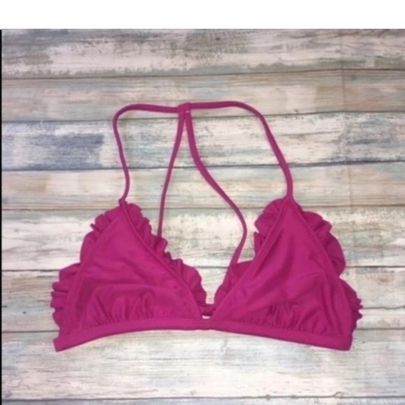 Xhilaration Magenta Ruffle Edge Bikini Top - Picture 1 of 3